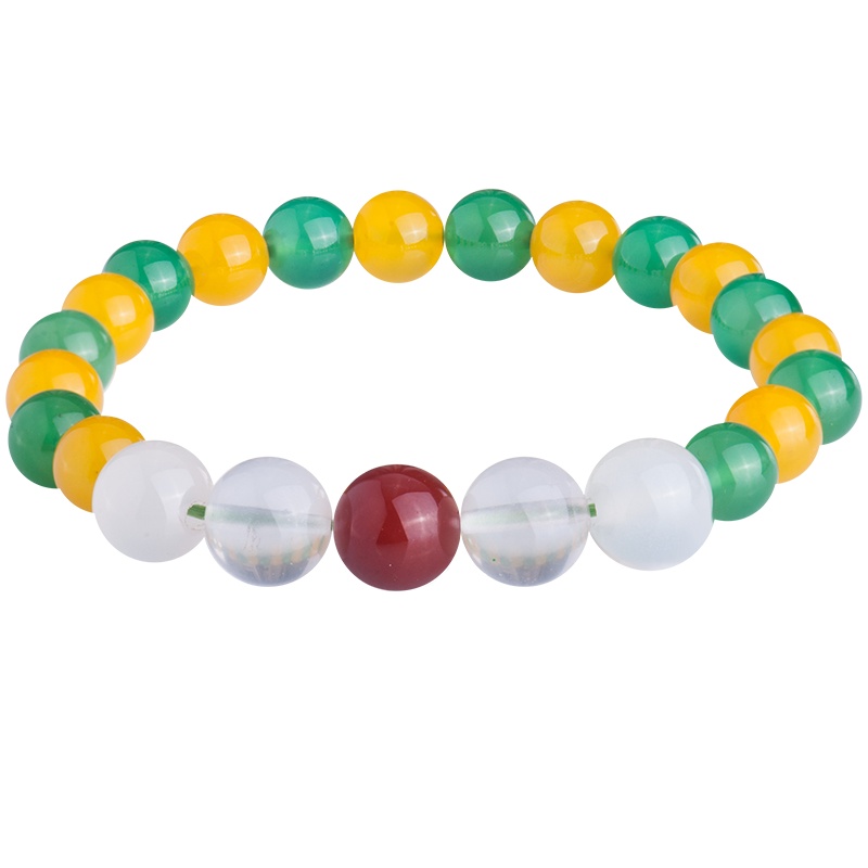 梦克拉 水晶玛瑙手链 花红柳绿 水晶红玉髓绿玉髓黄玉髓手混搭手串