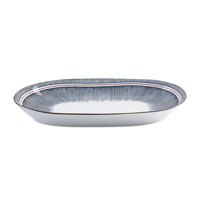 瓷物语大号蒸鱼盘菜盘烤鱼盘水饺盘12英寸蛋形盘家用新款陶瓷餐盘子 (319款)