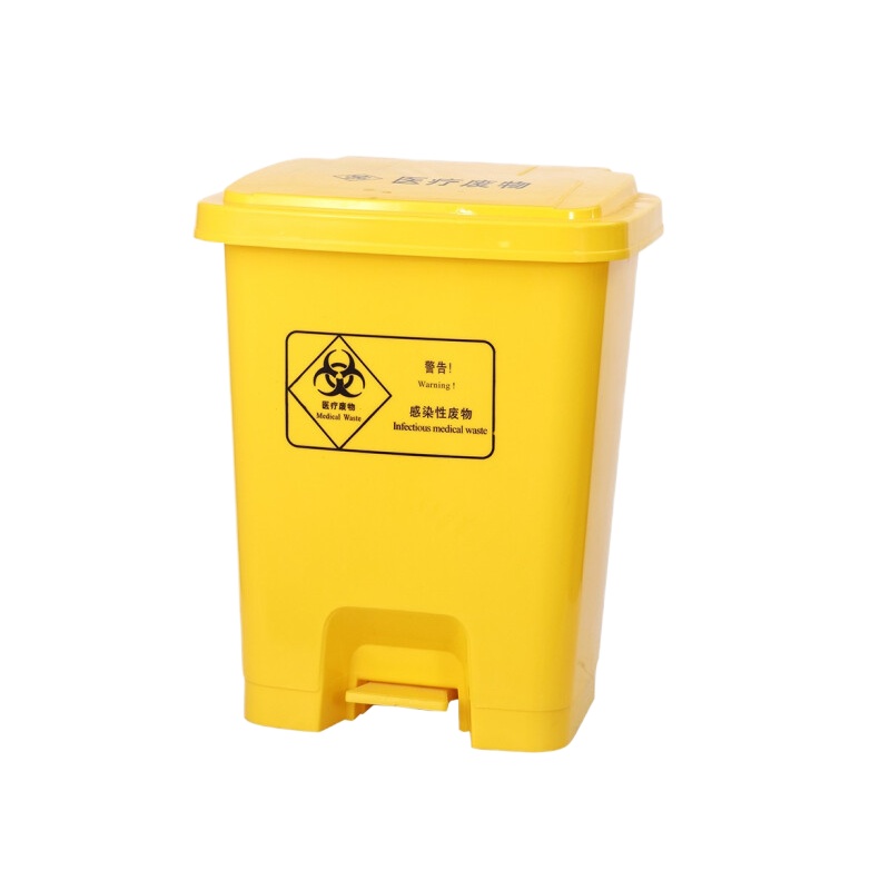 利尔康 翻盖式医疗垃圾桶医桶用带盖医院用诊所废物有害黄色大号塑料回收垃圾箱 翻盖式医疗垃圾桶60L