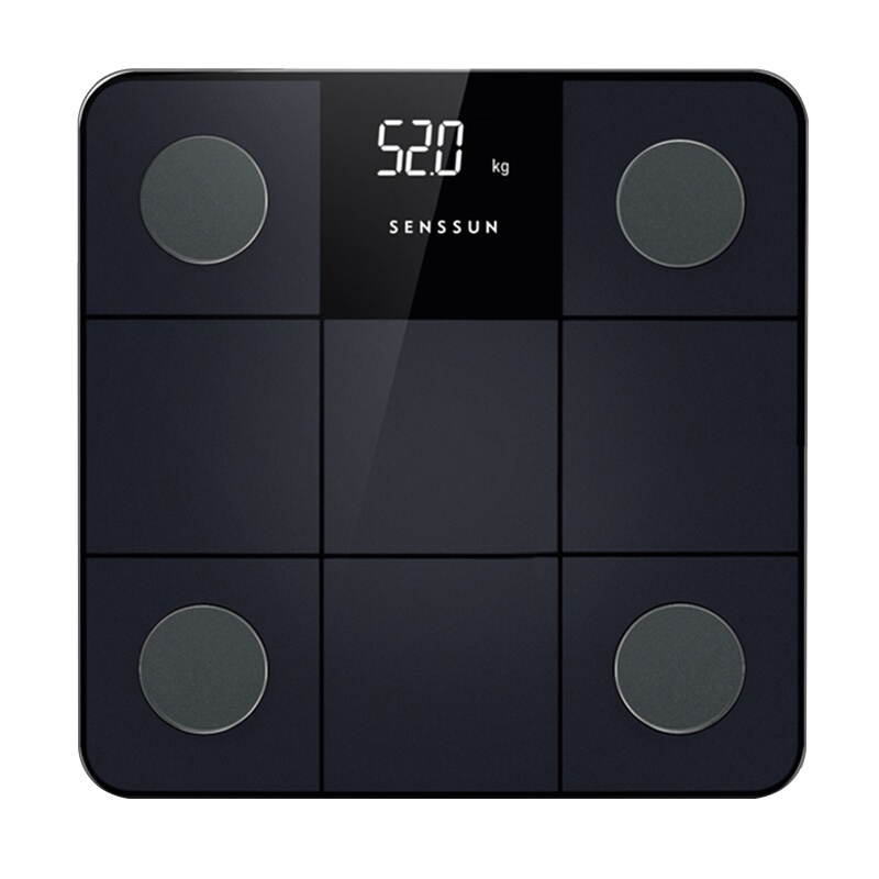 香山电子体重秤家用精准耐用智能测脂肪女生宿舍小型人体秤 艺心 魅黑 充电款