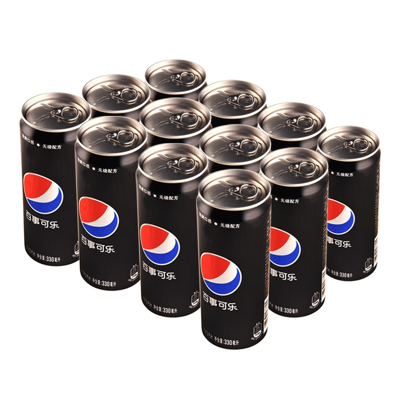 百事可乐 无糖可乐型汽水 330ml*12罐 整箱自营 无糖碳酸饮料(新老包装随机发货)
