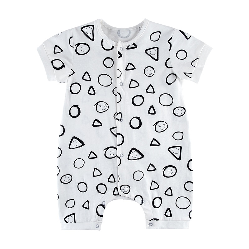 angeeb宝贝心语夏季婴幼儿连体衣宝宝半袖前开爬服