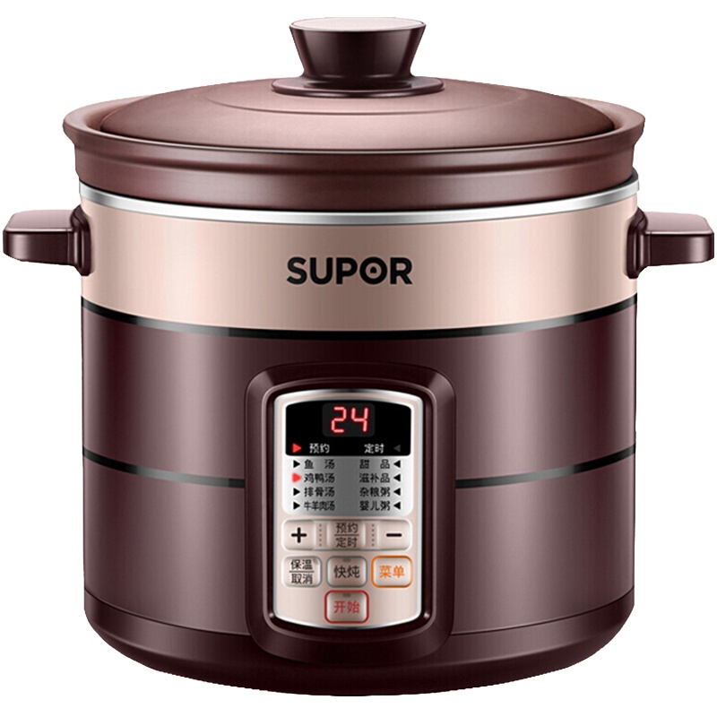 苏泊尔(SUPOR)电炖锅4L大容量1-5人多功能电炖盅煲汤锅炖汤锅煮粥锅紫陶内胆预约定时DG40YC806A