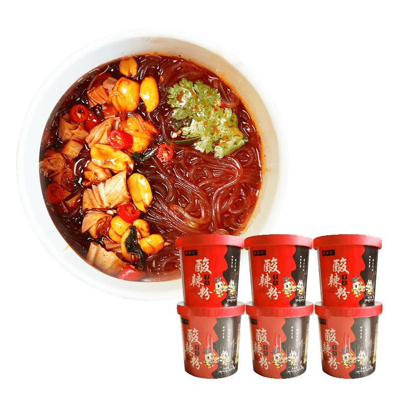 酸辣粉渝珍快食尚4/6桶装重庆网红酸辣粉红薯粉方便面粉自热火锅