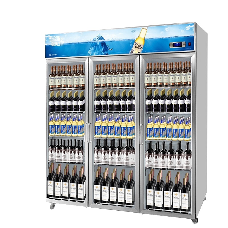 乐创(lecon) 饮料柜展示柜冷藏柜立式冰柜商用冰箱饮品啤酒蔬菜水果保鲜冷柜鲜花柜陈列柜 三门风冷上机组普通门星光蓝