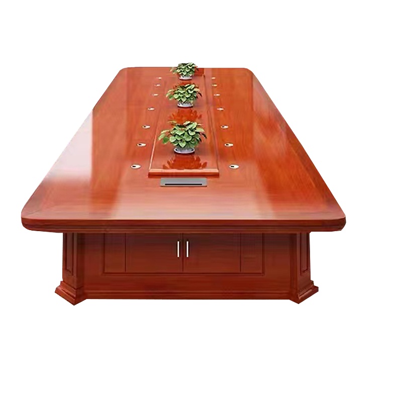 质凡办公家具大型会议桌油漆贴实木皮洽谈培训会客桌大会议室桌