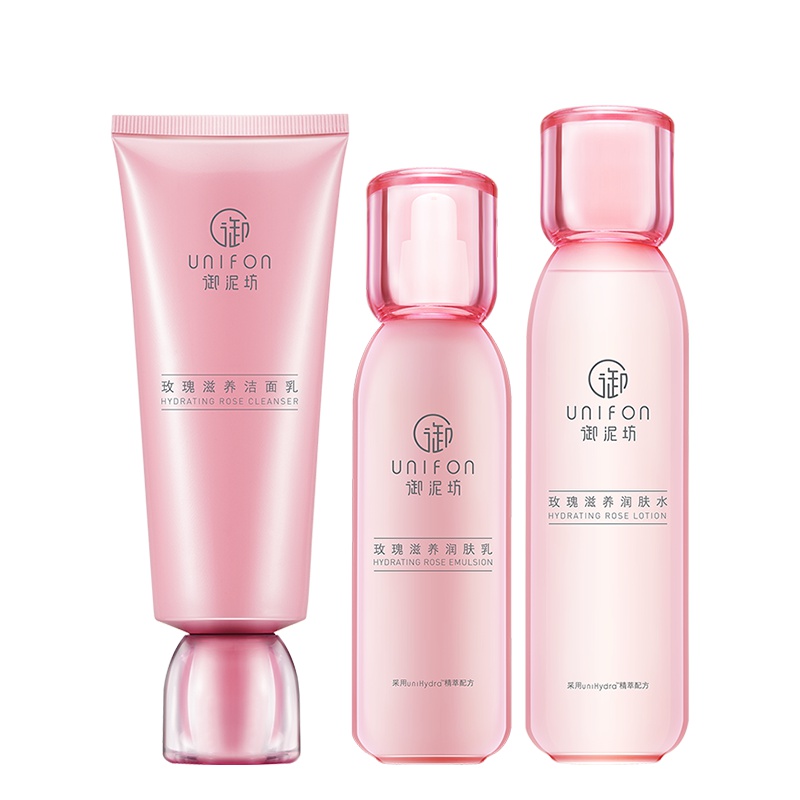 御泥坊玫瑰套装女深层补水保湿爽肤水乳液面膜润肤正品三件套苏宁自营护肤套装