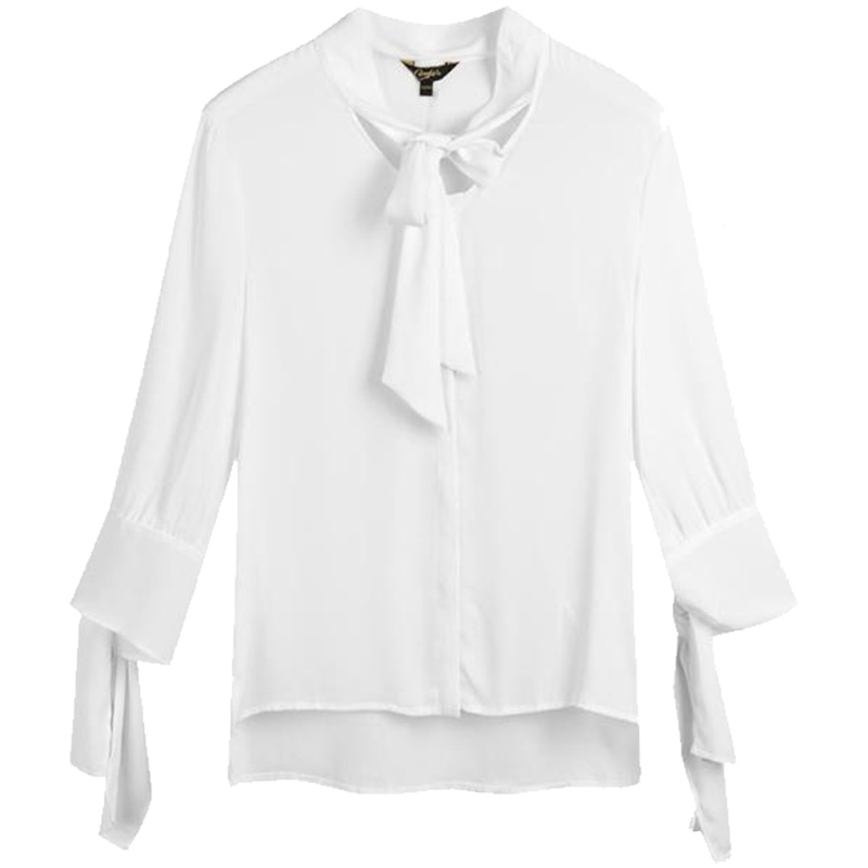 【热卖】【日特惠 179元2件】白色衬衣女宽松夏装新款女衬衫女韩范 学生文艺日系系带上衣