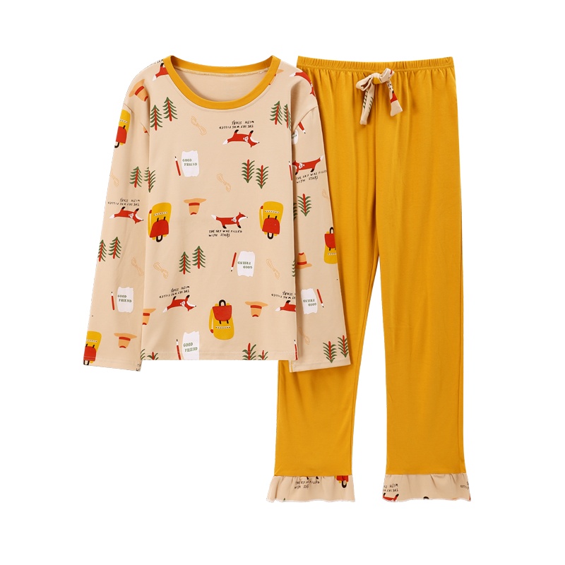 顶瓜瓜 2020新款女士印花长袖长裤家居服 新款睡衣套装