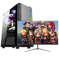 世纪之星 i7级六核至强E5 2620/AMD 游戏独显/8G内存/256G固态+500G机械盘 家用办公商务网课游戏电脑 台式机 DIY组装机电脑 台式电脑主机+24英寸全套