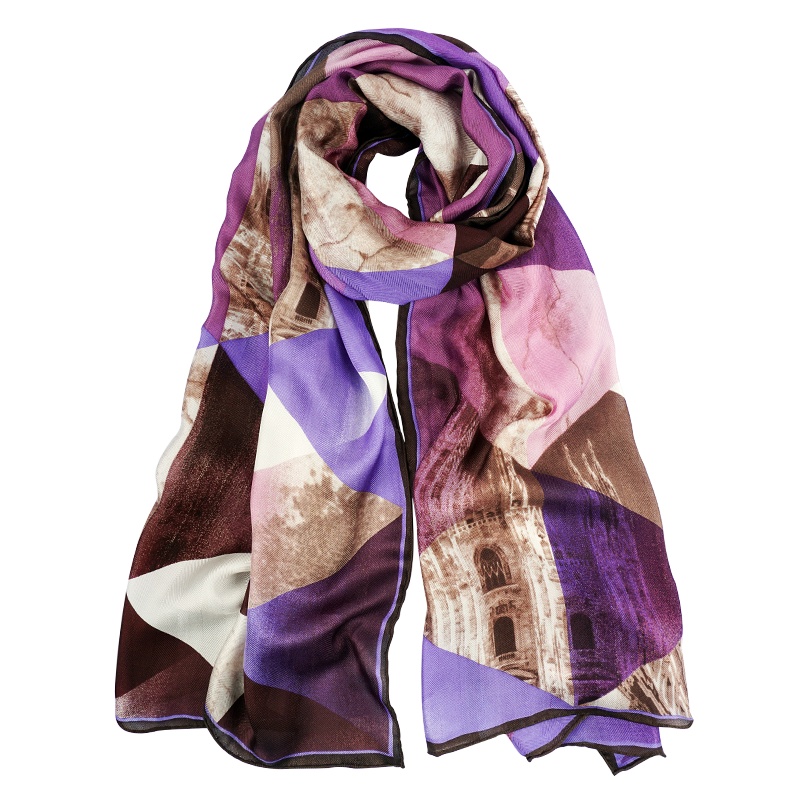 桑柏 真丝丝巾女长款披肩桑蚕丝人字纹空调围巾礼品礼盒装