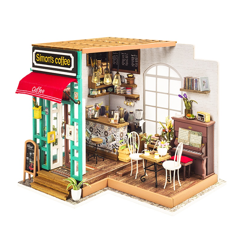 若态若来diy小屋 手工制作拼装小房子模型玩具创意拼插拼图艺术屋男生女生生日礼物 DG109西蒙的时光咖啡店