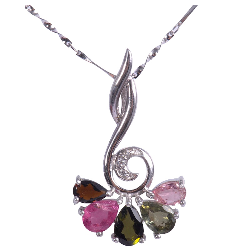 梦克拉Mkela s925银碧玺吊坠 五彩倾城 女吊坠 宝石吊坠