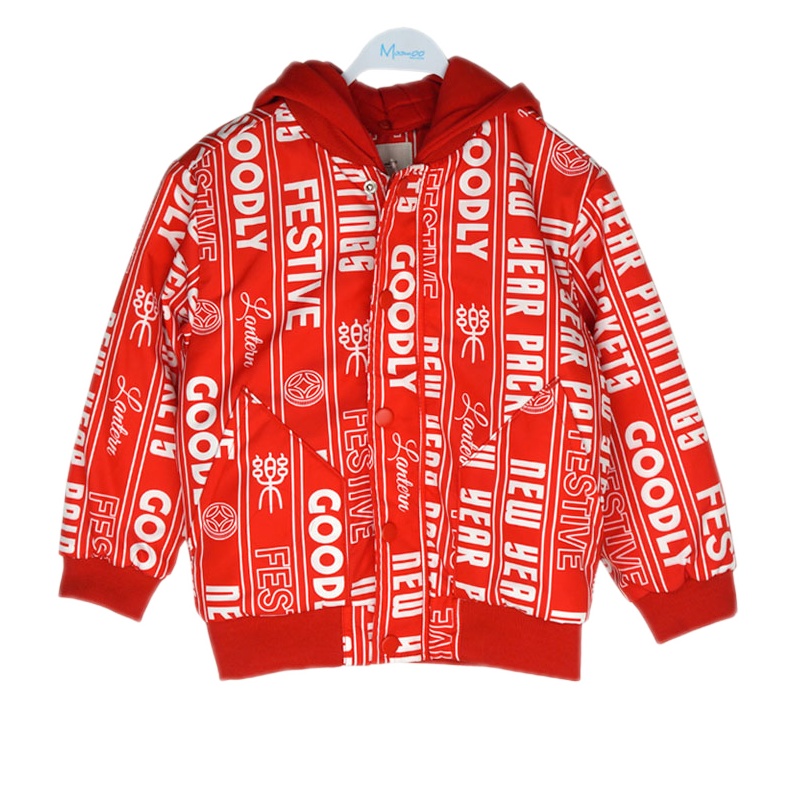 Moomoo莫莫童装794021男童2020春装新款印花连帽棒球夹克棉服外套