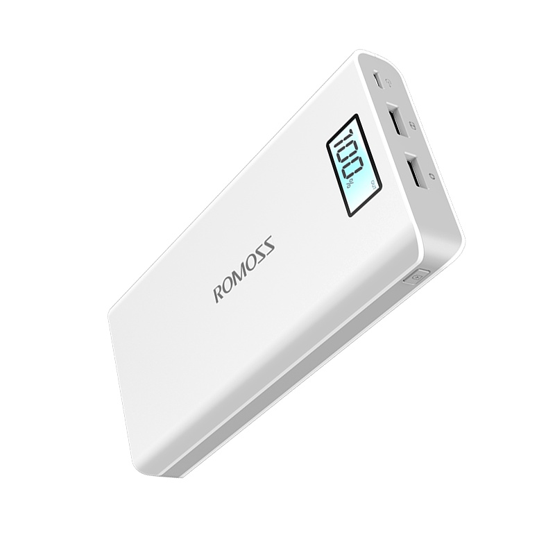 罗马仕(ROMOSS)sense6LCD 移动电源/充电宝20000mAh数显屏白色聚合物锂离子电芯 苹果/安卓/平板