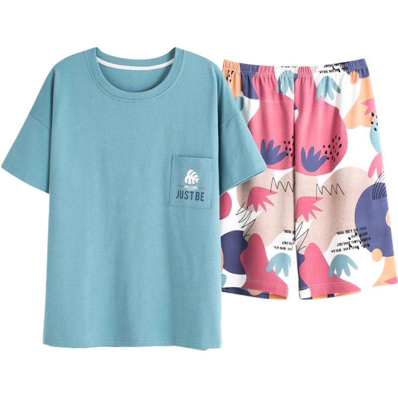 俞兆林情侣睡衣纯棉夏季短袖短裤男士女士全棉可外穿居家休闲家居服套装