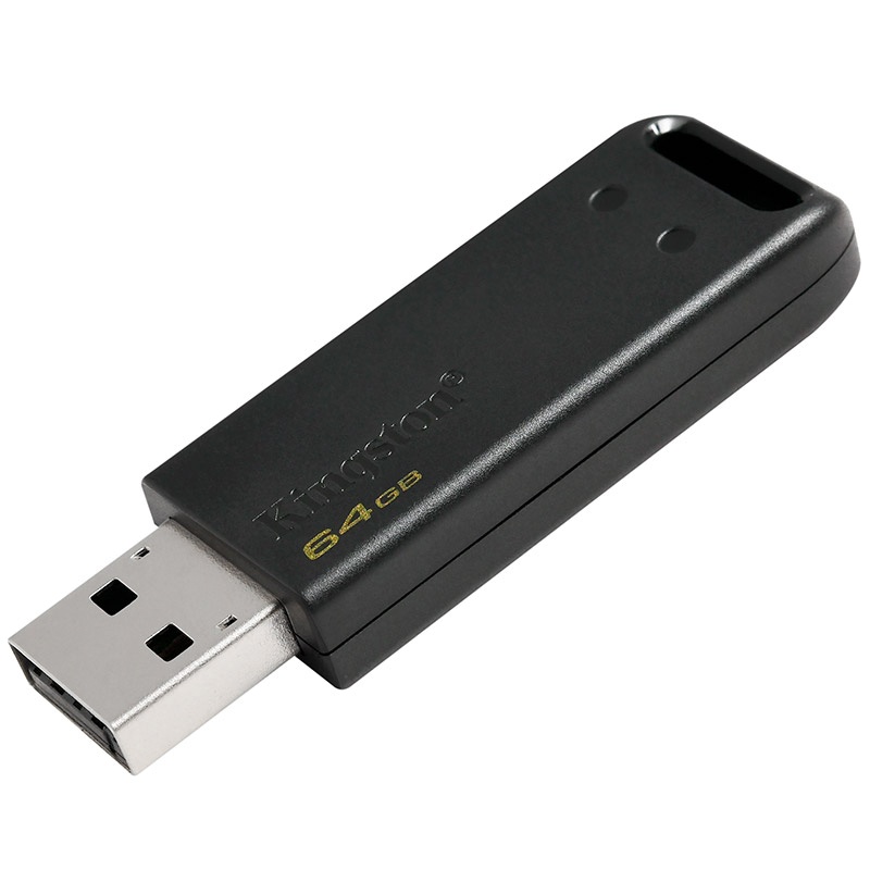 金士顿(Kingston)64GB USB2.0 U盘 DT20 黑色 极简设计 时尚学生优盘商务办公电脑闪存盘新品黑色