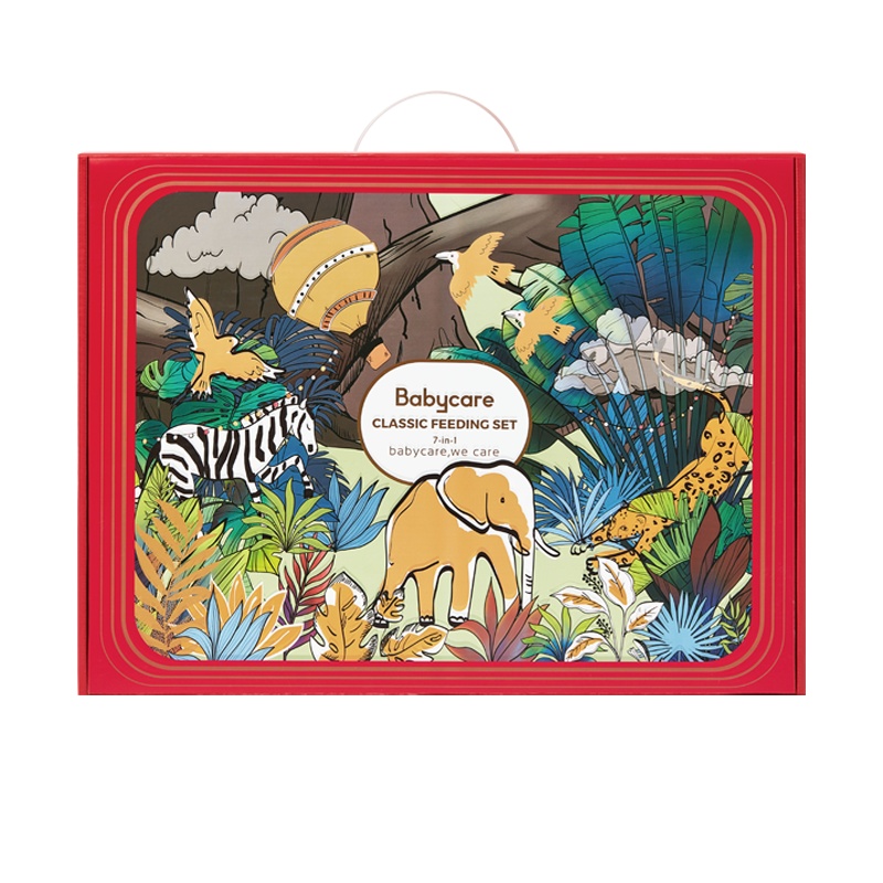 babycare宝宝餐具礼盒儿童保温杯学饮杯 辅食碗注水保温碗7件套奥维拉雨林礼盒