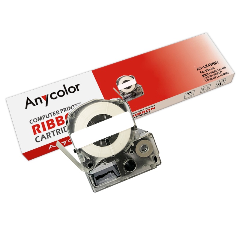 欣彩 LK-4WBN标签色带 12mm白底黑字 AS-LK4WBN 适用爱普生 LW300 LW400 LW700