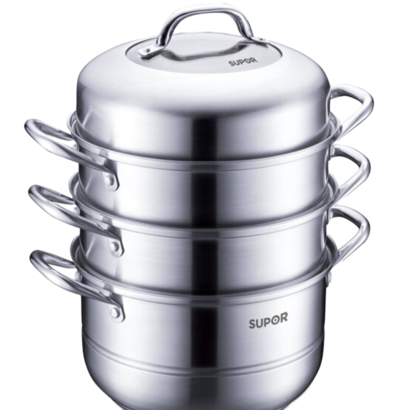 苏泊尔SUPOR 蒸锅SZ26B4易存储304不锈钢三层复底26cm蒸锅