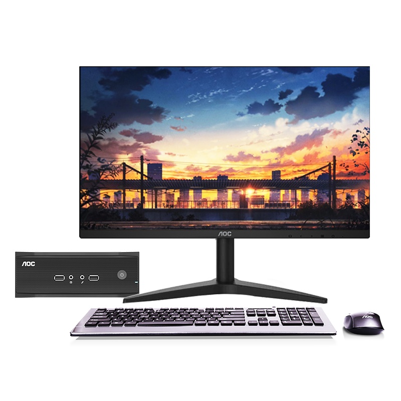 AOC 荣光912家用商用办公mini台式机电脑套机(AMD 9830P 8G 256G固态 Wifi 商用键鼠 )