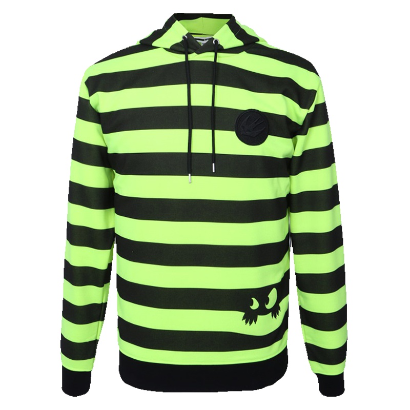 MCQ 男士荧光绿棉质套头连帽条纹卫衣494034 RLR18 7623