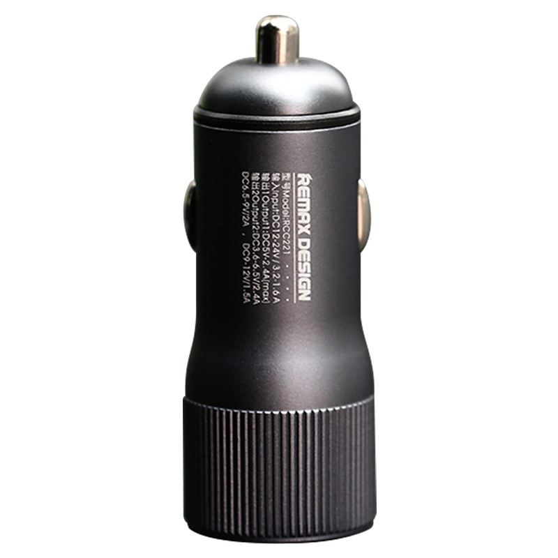 REMAX睿途车载充电器 QC3.0 2.4A双USB快充点烟器 车充头手机通用车载充电器 适用小米华为苹果手机充电