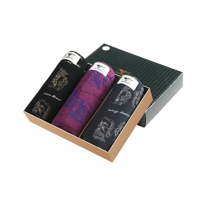 七匹狼 3条装混色男士印花纯棉三角裤男