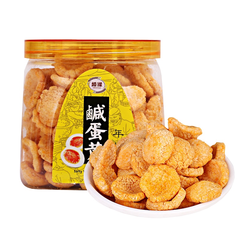 嵊缘年糕片蛋黄味即食炒年糕片老式糕点心零食 120g/罐