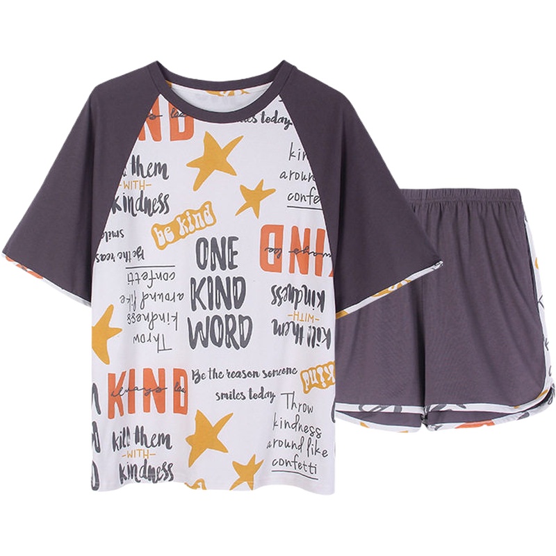 俞兆林睡衣女夏季薄款短袖短裤韩版可爱两件套装家居服