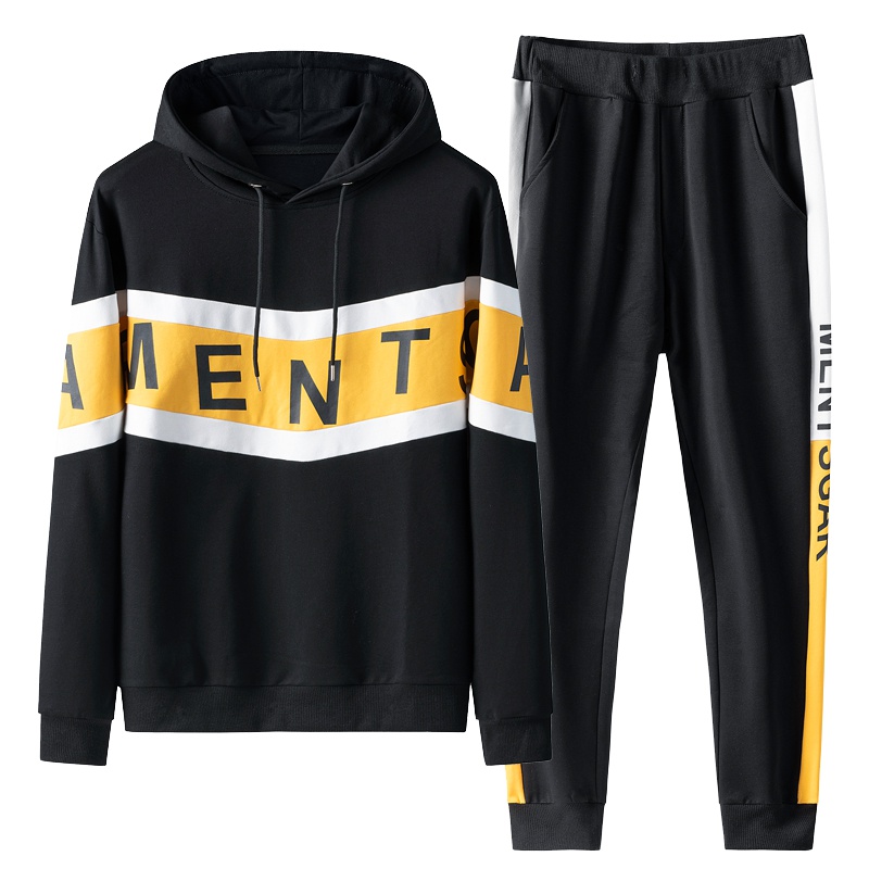 三弦(LA CORDE)男士卫衣连帽春秋季2019新款潮牌衣服秋季两件套休闲运动套装男装LA-MYY-8024