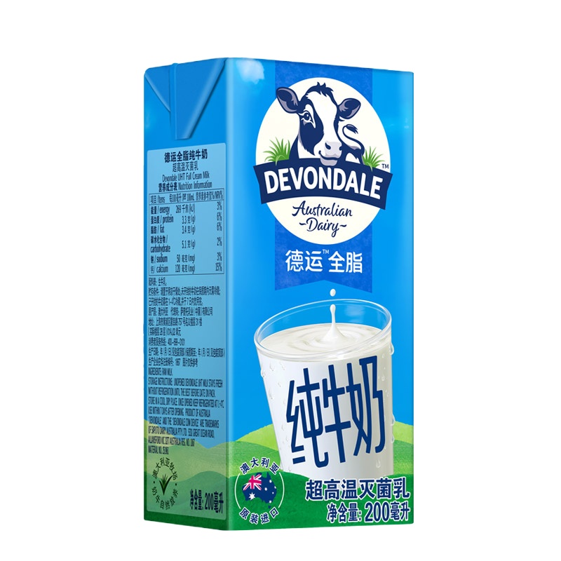 德运 全脂奶 六连包 6*200ml