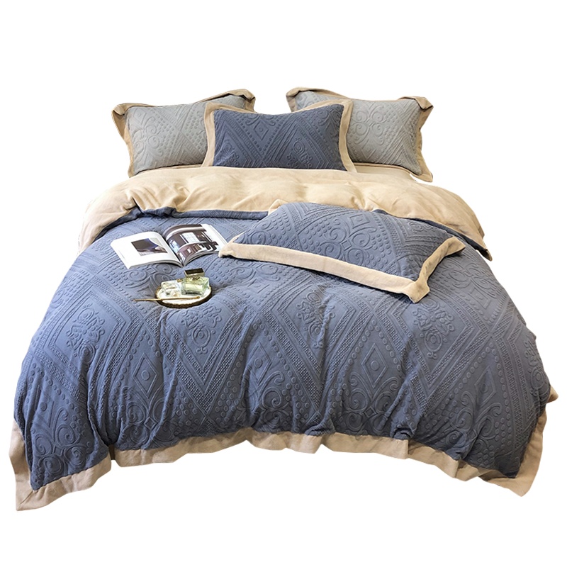 凯诗风尚(CHARSON)四件套 苏宁自营 烂花牛奶绒秋冬加厚法兰绒双面保暖丰盈绒面套件单人学生宿舍床上用品