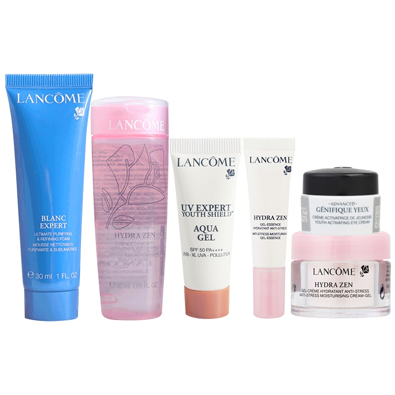 兰蔻(LANCOME)新轻透防晒乳10ml+水分缘精华10ml+水分缘啫喱50ml+水分缘舒缓凝霜15ml+小黑眼霜5m