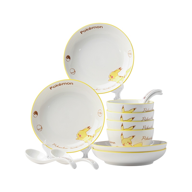 顺祥抗菌瓷宝可梦12头正版IP餐具套装