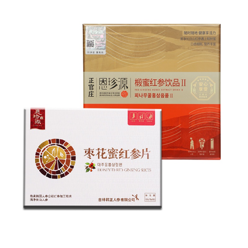 正官庄恩珍源椴蜜红参Ⅱ口服液300g+枣花蜜红参片15g*4袋 年货滋补组合