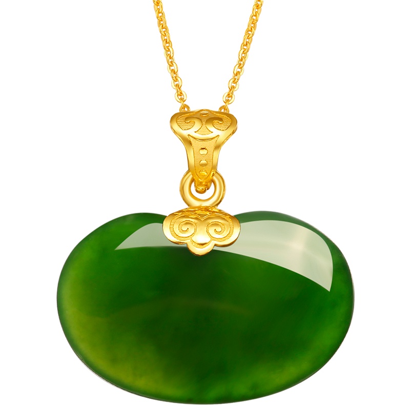 周六福足金和田碧玉吊坠413