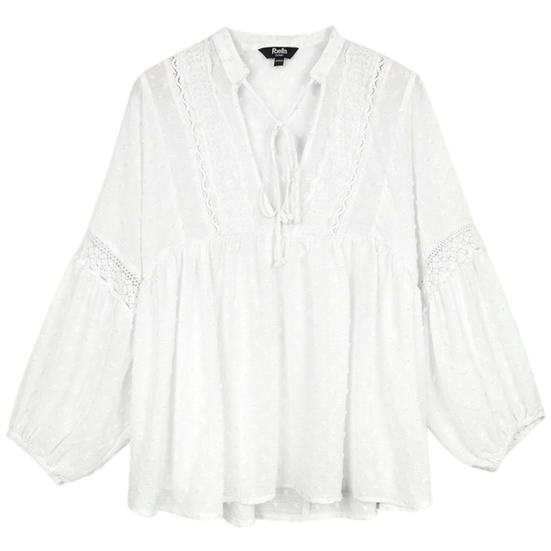 拉夏贝尔雪纺衬衣女长袖装新款夏天宽松温柔风两件套少女蕾丝衫上衣衬衫