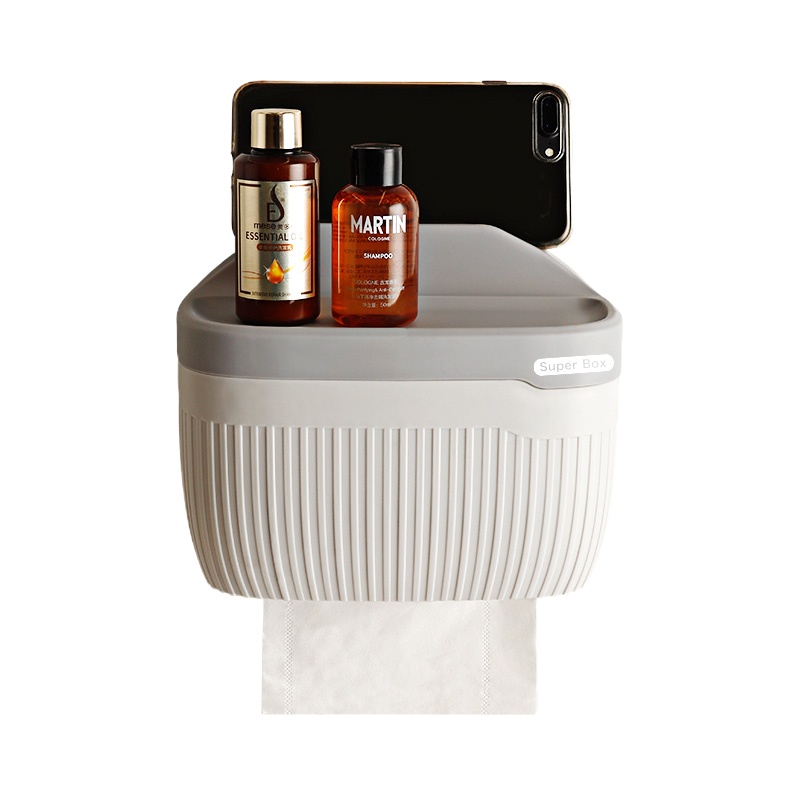 卫生间卷纸厕纸抽纸卫生纸纸巾盒纳丽雅厕所置物架洗手间浴室 免打孔 简约灰小号[适用短卷纸/抽纸]