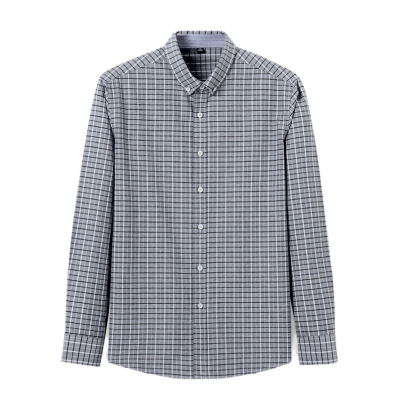 鸭鸭(yaya)男士新款秋冬季长袖衬衫内搭外穿休闲格子衬衣