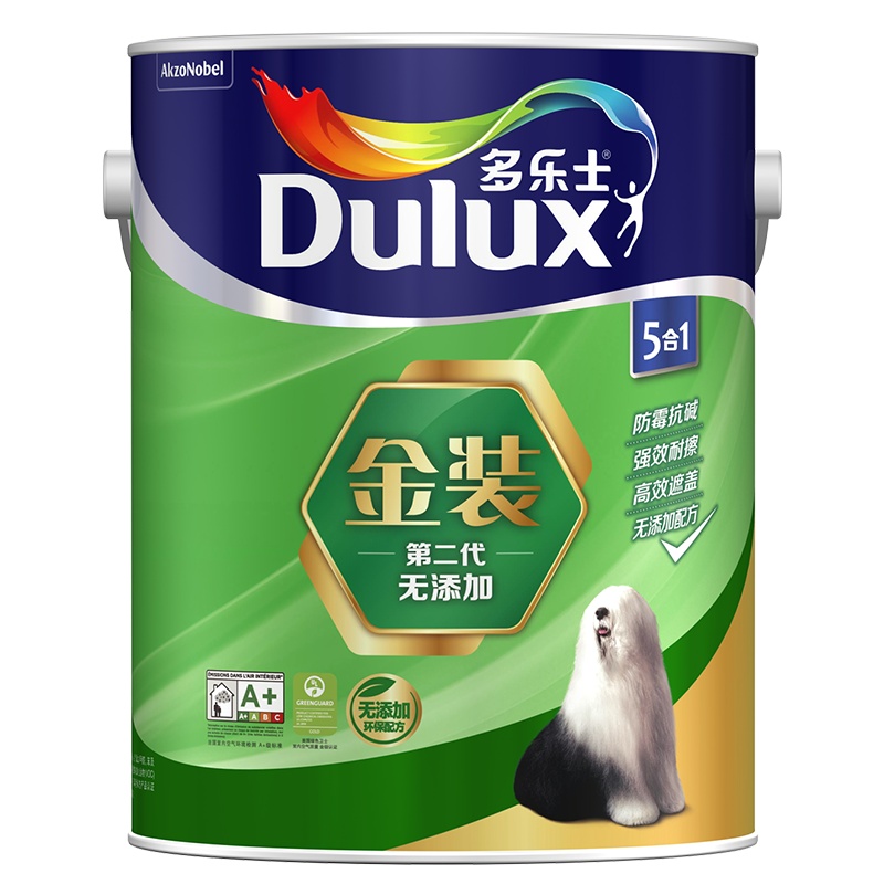 多乐士(Dulux)致悦抗甲醛净味五合一乳胶漆室内墙面漆环保墙漆抗菌油漆涂料A744 5L单桶