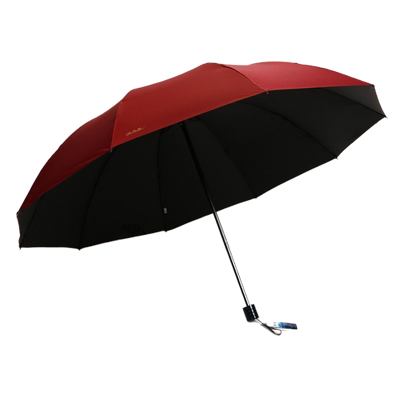天堂伞超大雨伞男女单人三人双人加大加固学生特大号三折叠晴雨伞 酱红(152cm黑胶伞面)天堂伞