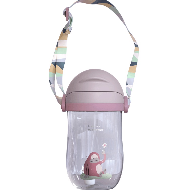 baby care婴儿学饮杯 幼儿园宝宝防摔防呛带手柄重力球儿童吸管水杯 暮色紫 360ml 2718