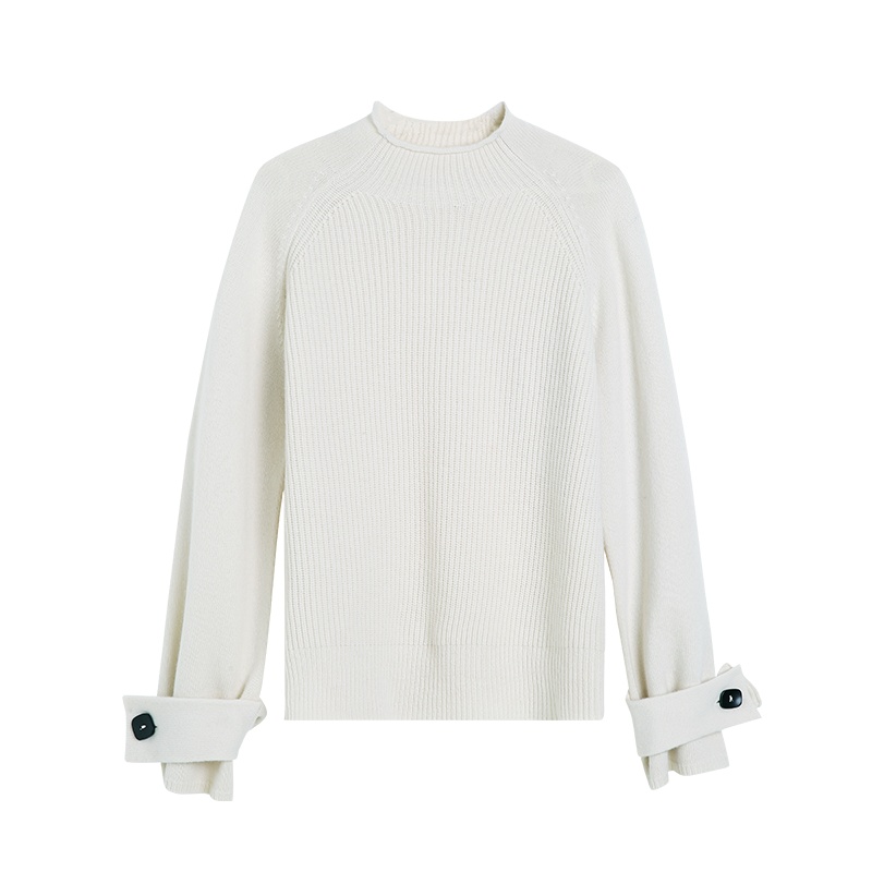 金菊秋冬新款毛衣插肩袖纯色百搭羊毛衫女