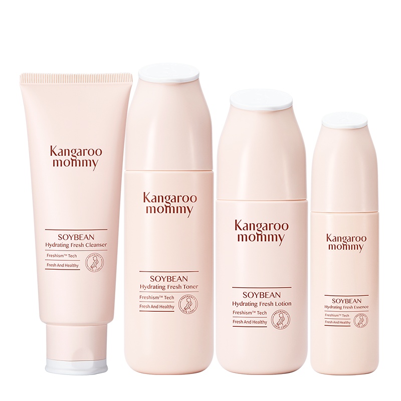 袋鼠妈妈 kangaroomommy 孕妇护肤品孕妇专用 孕期豆乳补水保湿化妆品4件套