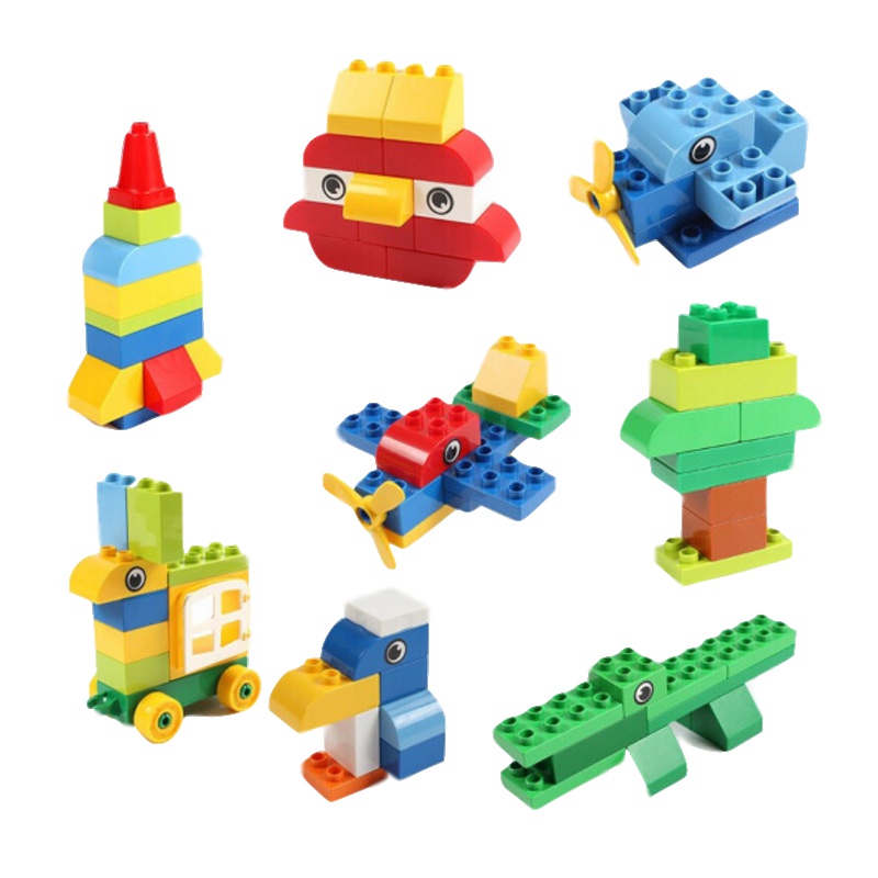 费乐（FEELO）125颗粒基础款动物1622A 大颗粒积木收纳桶 拼装积木 男女孩玩具 兼容乐高 2-6岁 ABS材质