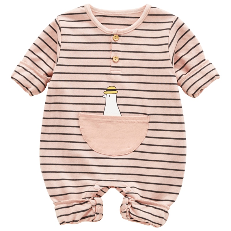 优简宝宝连体衣春夏婴儿套头外穿棉对襟连体衣长爬服外出服儿童家居服