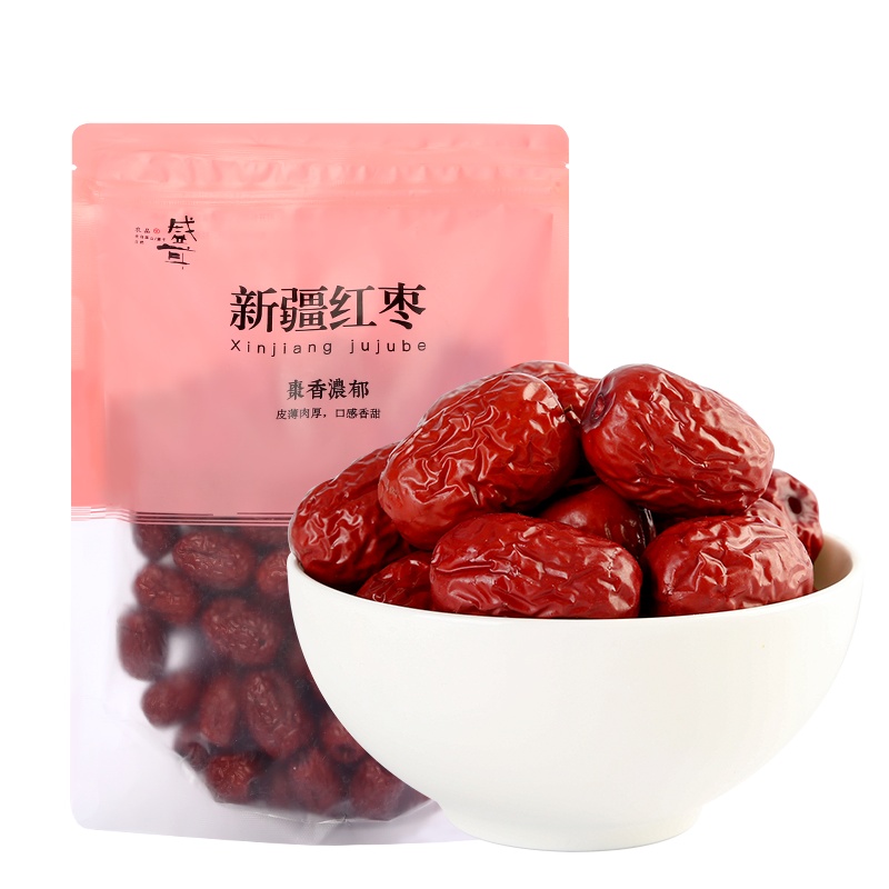 盛耳 新疆大红枣500g/袋休闲零食肉厚干果 煲粥煲汤