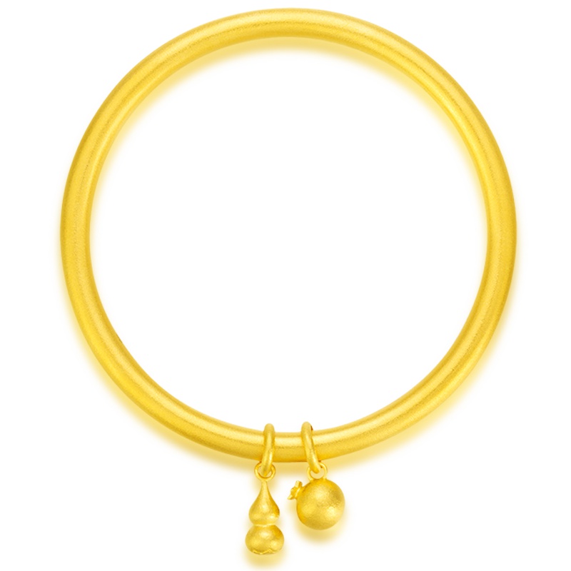 金一 足金999古法 传承福禄吉祥福气满满 圆管哑光 女士黄金手镯 简约首饰送女友母亲节礼物计价 ABE40406-1