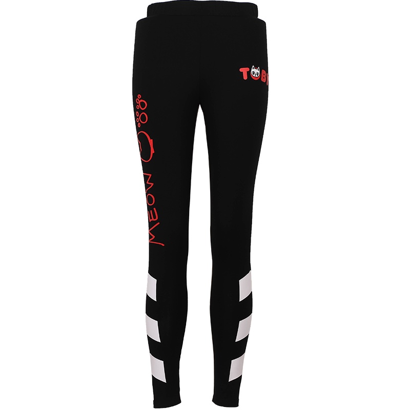 a02新款玩趣减龄印花撞色拼接显瘦打底裤女DTU5B0641PN